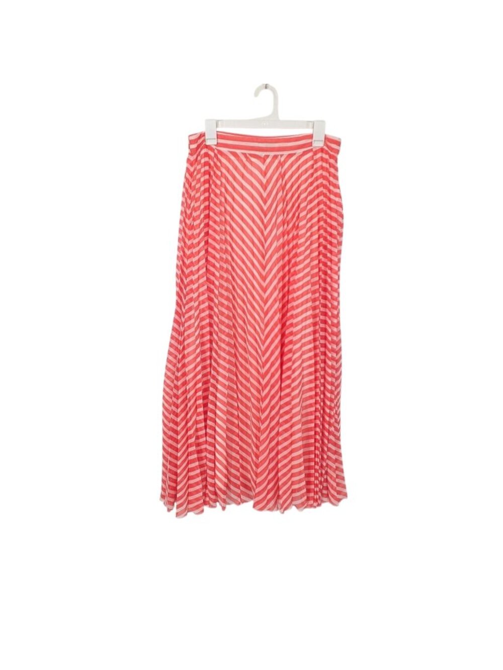 Vtg Pleated Stripe Maxi Skirt Coastal Resort Flowy Nautical Preppy A Line Large